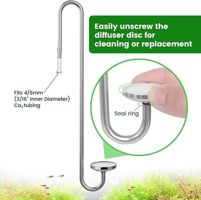 Stainless Steel CO2 Difusser Atomizer Used for Aquarium Plants，Water Grass Tank,Fine and Uniform Bubbles, Durable and Not Easy to Rust (L(35cm))