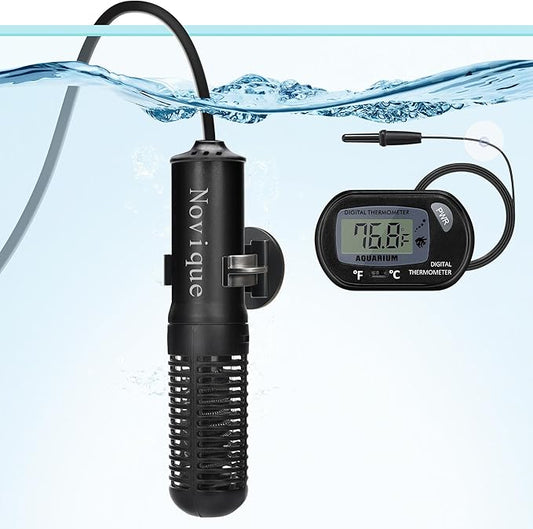 Mini Submersible Aquarium Heater 25W Small Betta Fish Tank Heater with Digital Thermometer (Preset Temperature 78℉)