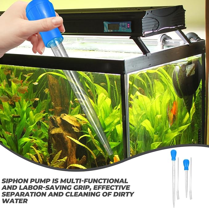 ULTECHNOVO 16 Inch Fish Tank Water Changer Siphon Pump Vacuum Tool with Extended Tubes 2Pcs for Easy Gravel Cleaning and Water Replacement