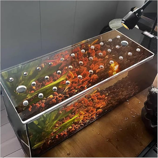 LZMZMQ Clear Acrylic Aquarium Top Cover, Custom Terrarium Jumping Proof Hood - Avoid Cat Catching Fish, with Fresh Air Hole, Cut At Will(L40xW40cm/15.7x15.7in)