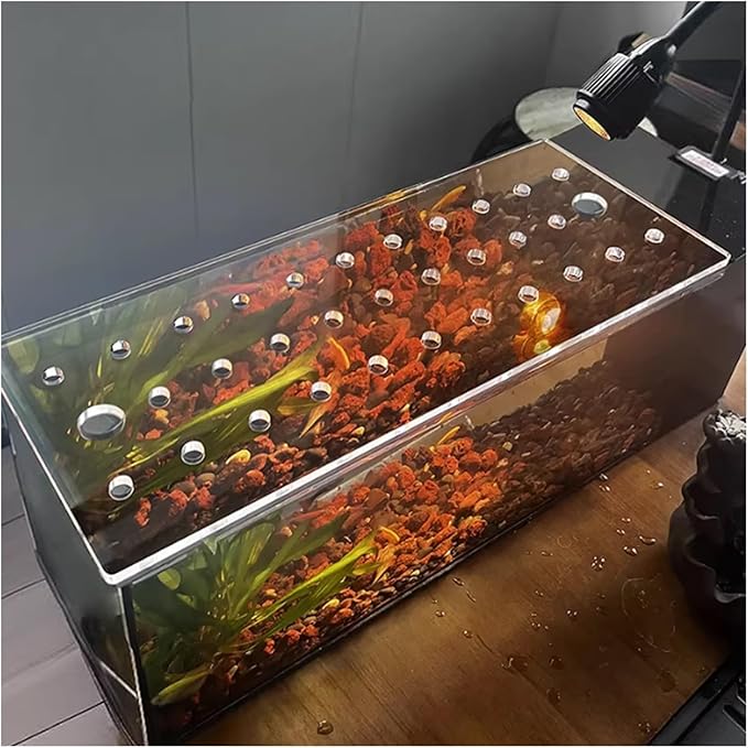 LZMZMQ Clear Acrylic Aquarium Top Cover, Custom Terrarium Jumping Proof Hood - Avoid Cat Catching Fish, with Fresh Air Hole, Cut At Will(L110xW45cm/43.3x17.7in)