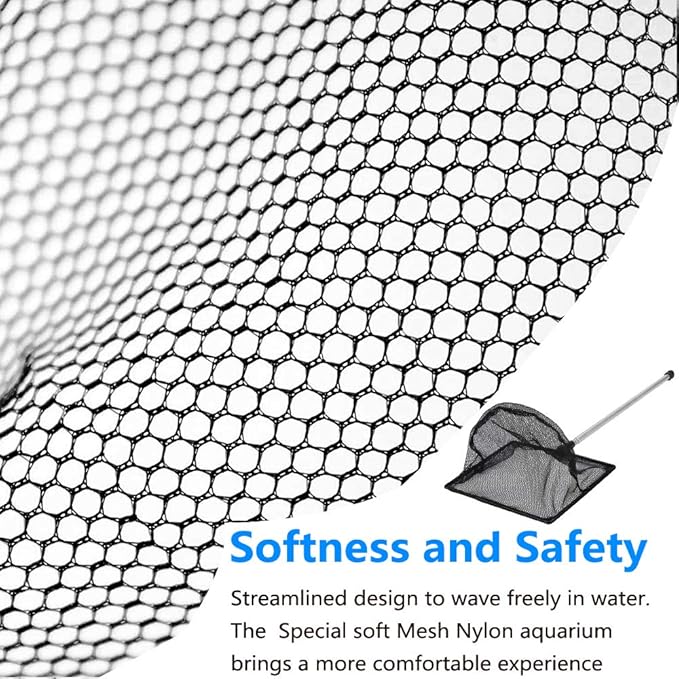 Aquarium Fish Net, 5 Inch Fine Mesh Fish Tank with Extendable 9-24 inch Long Handle