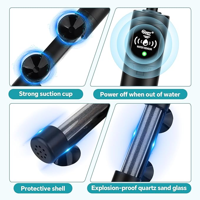hygger 300W Submersible Aquarium Heater with Digital Temperature Controller, Mini Fish Tank Heater for 40–80 Gallon Tanks, Overheat & Out-of-Water Protection, Freshwater & Saltwater