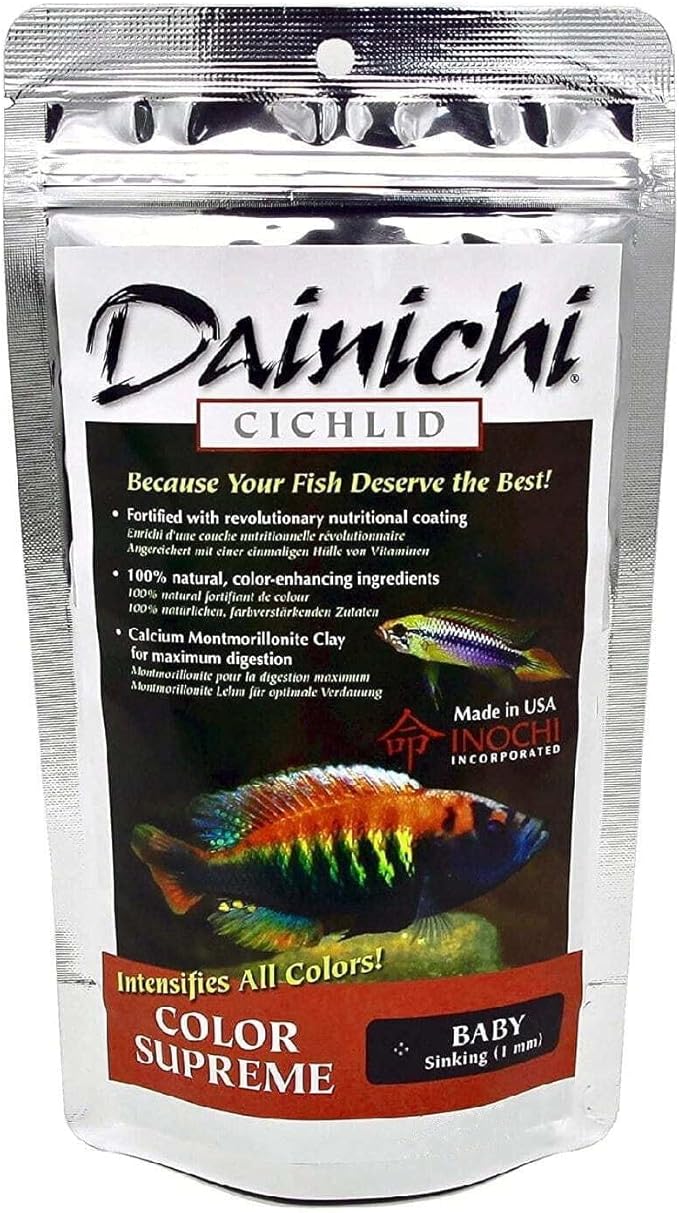 Dainichi Cichlid Food - Color SUPREME Sinking Baby Pellet - 8.8 Ounce