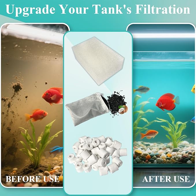 AquaClear 2 Set Three-Stage Filters Media Maintenance Kit Replacement for 70 Power Filter, Fish Tank Filter for 40-to-70 Gallon Aquariums