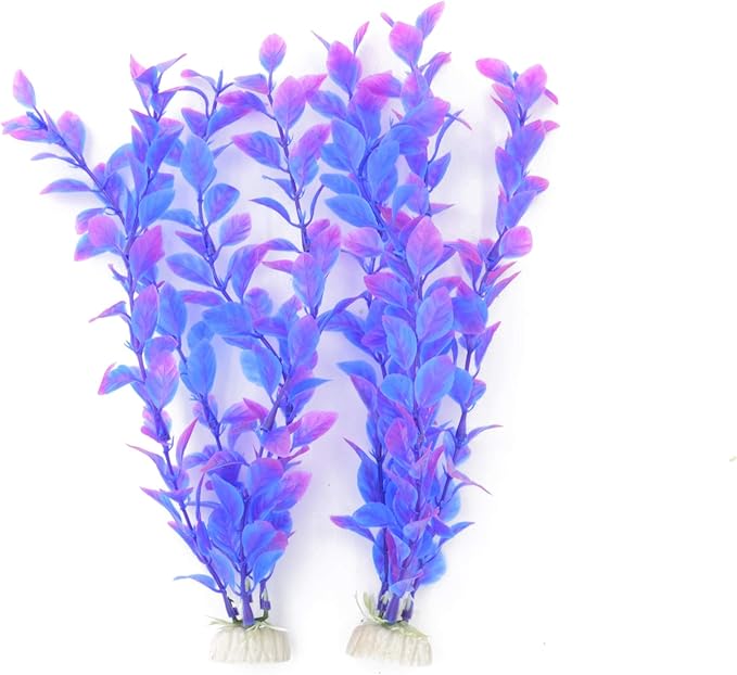 CNZ Assorted Mix Color Aquarium Plastic Plant Decoration w Ceramic Base, 10-Piece