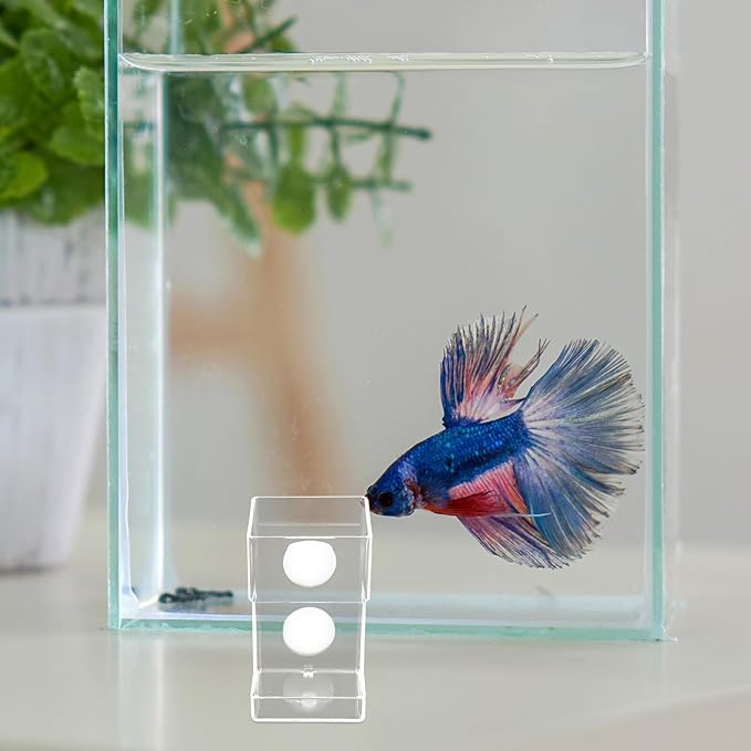 UKCOCO Automatic Aquarium Fish Feeder Tray with Suction Cup, Floating Food Bowl for Fish Tank Feeding, Anti-Drift Design Suitable for Vacation Feeding and Shrimp Tanks