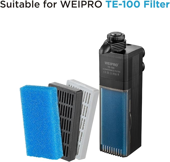 Replacement Cartridge for Fish Tank Filter TE-100 with Aquarium Filter Foam, Active Carbon and Ceramic Ring(TE100-S)