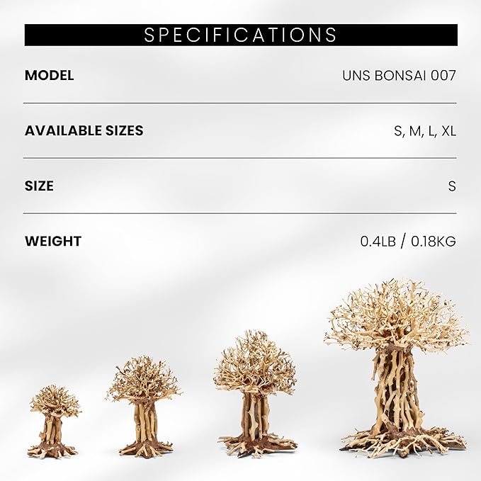 Ultum Nature Systems Bonsai - Handcrafted Hardscape Driftwood for Aquarium, Terrarium, Vivarium, Natural Aquascape Hardscape Decorations, Aquascaping Hardscape for Live Aquatic Plants - 007, Small