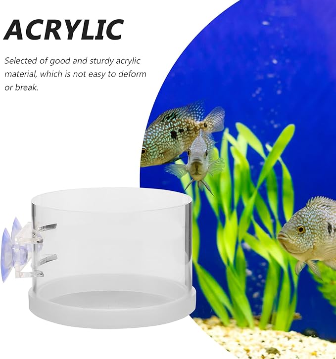 FRCOLOR Fish Tank Feeding Ring Aquarium Feeder with Large Suction Cup, Acrylic Fish Food Feeder Tool for Convenient Automatic Feeding in Home Aquariums