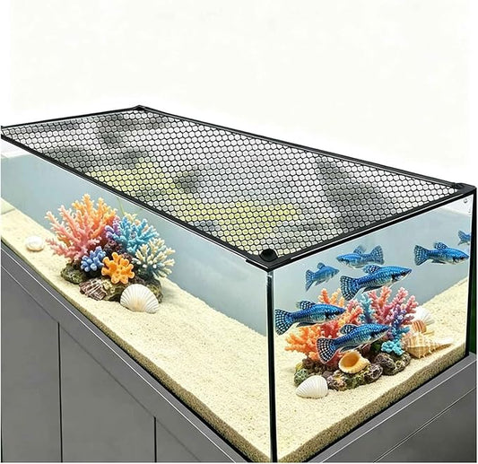 DIY Magnetic Aquarium Lid Fish Tank Hood Top Cover Anti-Jumping Net Cover Mesh to Protect Fish Jumping Out of(130x60CM/51.18x23.62in)
