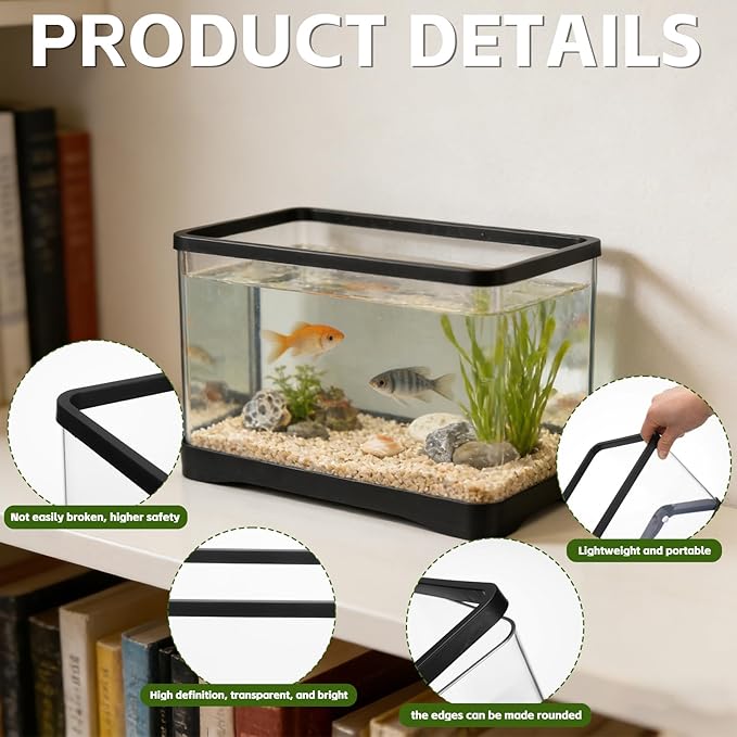 2 Gallon Plastic Rectangular Fish Tank, Large Clear Shatterproof Aquarium for Betta Fish Reptiles Succulents Flower Centerpiece, Fish Terrarium for Centerpiece Home Office Desktop Decors Gift