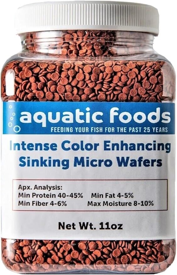 3.5mm - 1/8" Color Enhancing Sinking Micro Wafers for Bottom Fish, Shrimp, Crabs, Crayfish, All Tropical Fish…11oz Small Jar