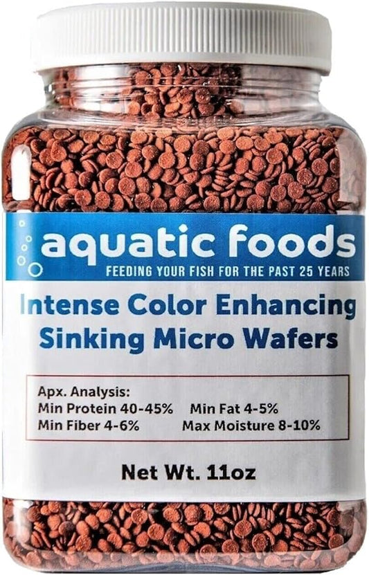 3.5mm - 1/8" Color Enhancing Sinking Micro Wafers for Bottom Fish, Shrimp, Crabs, Crayfish, All Tropical Fish…11oz Small Jar