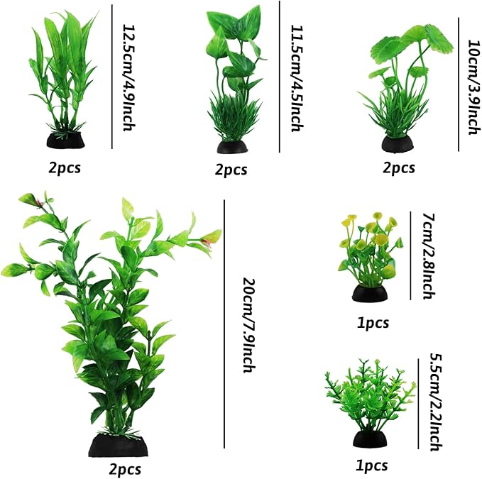 QUOZUO Fish Tank Accessories Aquarium Decorations Green Plants, 10pcs Green Fish Tank Decorations Plastic Plants, Fish Tank Decor, Aquarium Decor Artificial Plants