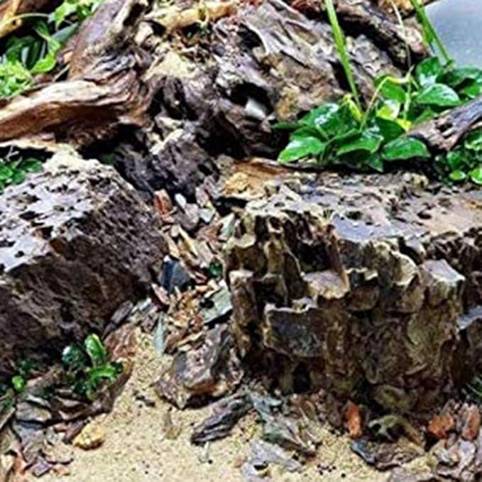 16 Pcs Aquarium Fish Tank Decoration Fish Tank Cave Hideout Driftwood Brown & Wood Color