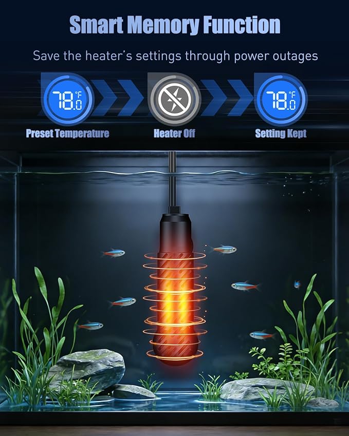 Pawfly 50 W Submersible Aquarium Heater, 5-10 Gallon Fish Tank Heater Betta Heater with Overheating Protection & Digital Display External Controller, Submersible Fish Tank Heater Small Aquarium Heater