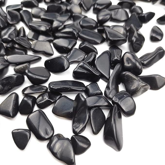 WAYBER 1 Lb/460g Black Obsidian Quartz Crystal Stones Irregular Decorative Rocks Aquarium Pebbles Gravels for Fish Turtle Tank/Succulent Plants/Air Plants Decoration (Fill 1 Cup)