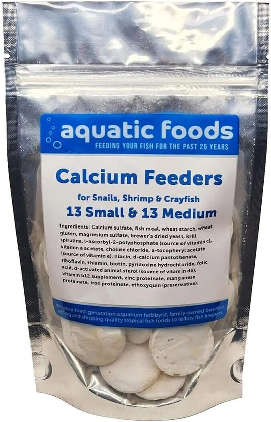 Calcium Enriched Sinking Feeder Disks and Holiday Feeding Food for Shrimp, Snails, Crabs, Crayfish, Hermit Crabs, Plecos, Catfish, All Tropical Fish...2.5oz 26 Small & Medium Discs