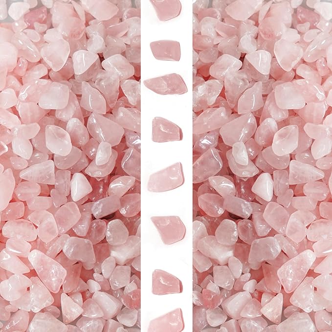 gemshan 2lb Rose Quartz Chips Natural Crushed Crystal Chip Bulk 7mm-9mm Irregular Healing Crystal Stone for Aquarium Vase Plant Decoration Craft DIY (Rose Quartz)