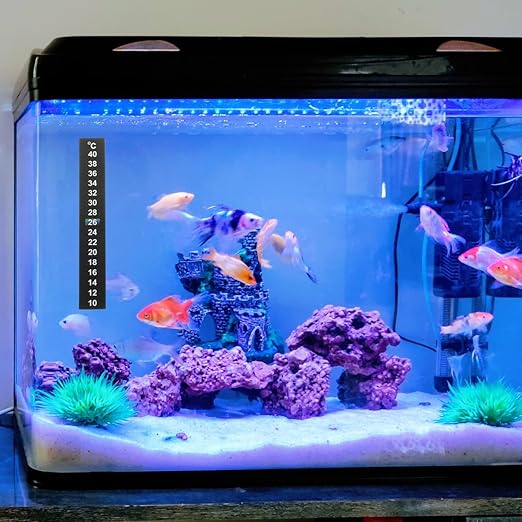 FRCOLOR Stick on Thermometer Strip for Aquarium Fish Tank 5.11X0.70In Digital Temperature Indicator Adhesive Celsius Water Thermometer 20 Pack