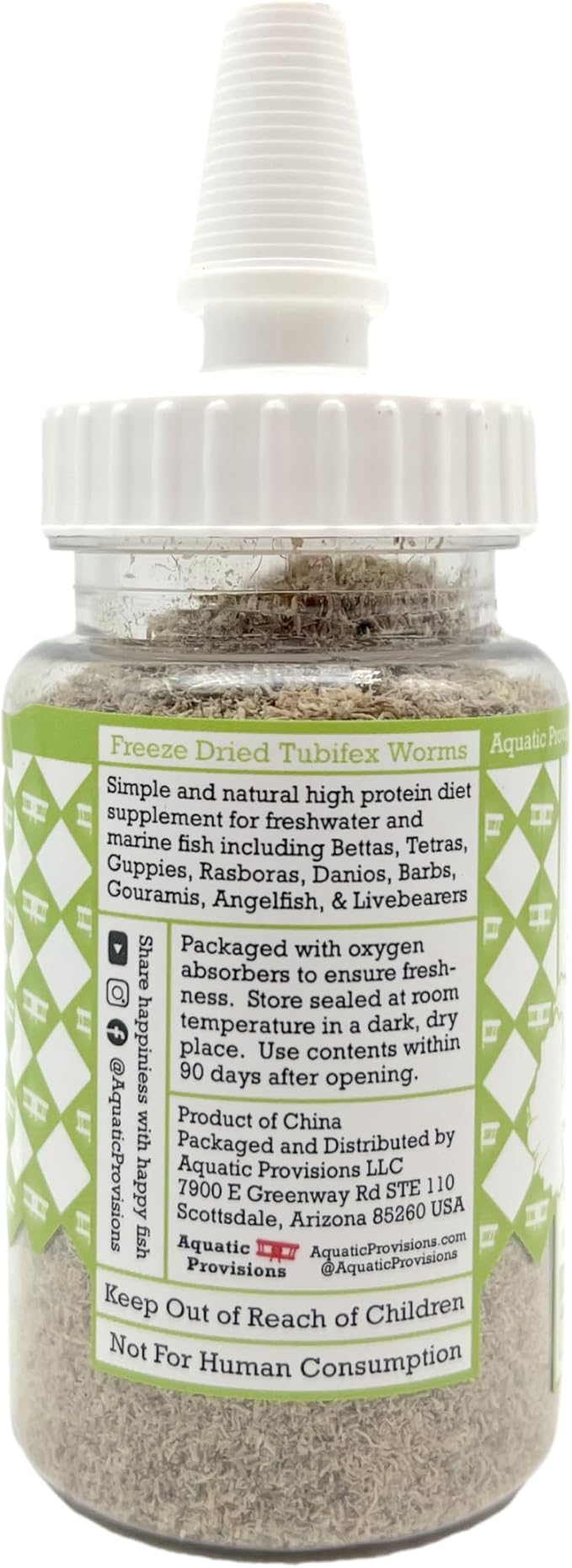 Aquatic Provisions Tubi-Fine Freeze Dried Loose Tubifex Worms 0.5 oz, Floating Fish Food for Freshwater and Marine Aquarium Fish