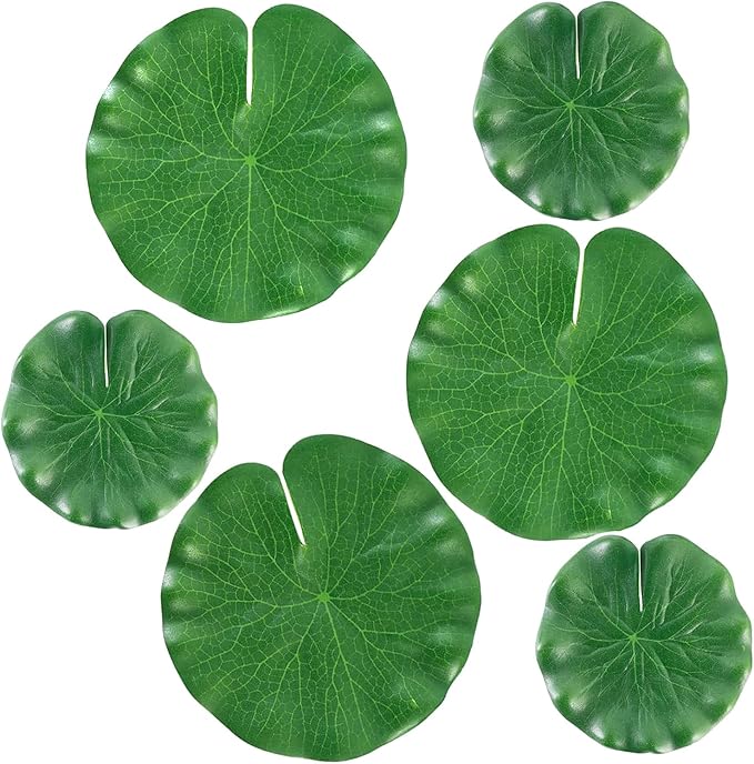 6Pcs Floating Lily Pads for Ponds: Realistic Lily Pads Leaves, Artificial Floating Foam Lotus Leaves Pond Decor for Pond Pool Koi Fish Patio Aquarium