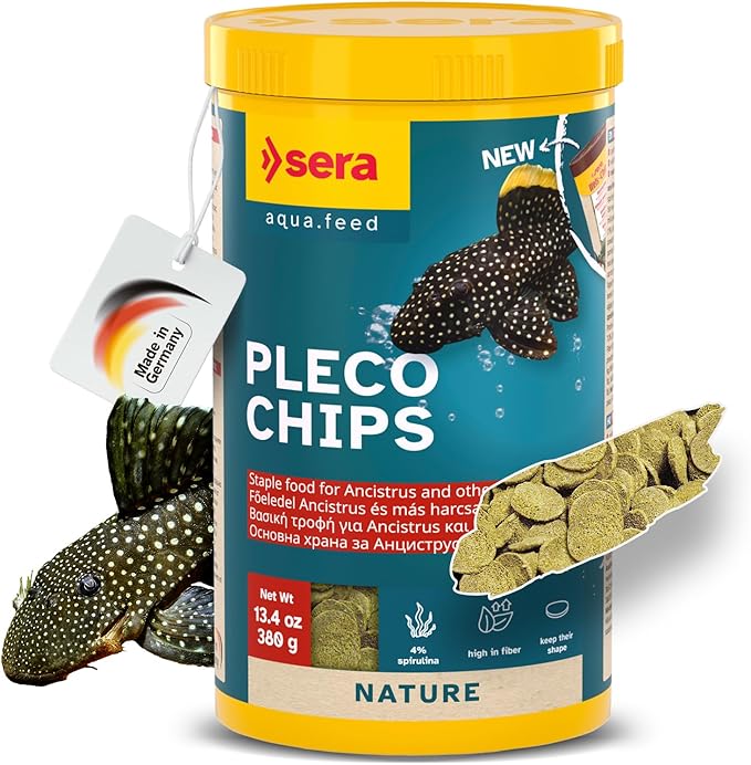 Sera Pleco Chips 13.4 oz./0.84lbs | Premium Fish Food for Ancistrus & Plecos | High Fiber | No Dyes & Preservatives | Supports Digestion & Promotes Healthy Growth | Ideal for Bottom Feeders