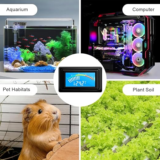 KETOTEK Digital Thermometer Temperature Gauge USB Power Supply with Sensor Probe for Aquarium Vehicle PC Case Incubators Brooders Climb Pet Fahrenheit & Celsius LCD Display