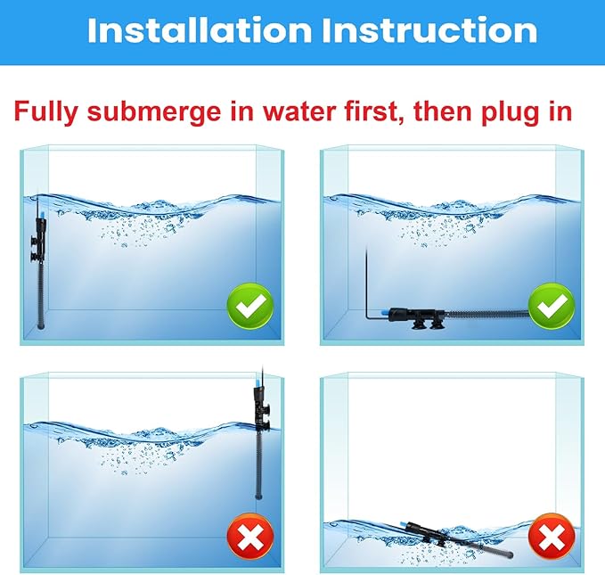 AQUANEAT Aquarium Heater, 200W Fish Tank Heater, Adjustable Submersible Water Thermostat with Digital Thermometer