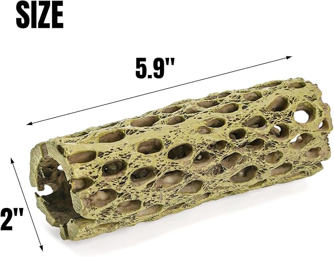 Hiceeden 2 Pcs Resin Cholla Wood for Aquarium, 6" Shrimp Hideout Driftwood Decor, Shrimp Cave Tank Accessories, Climbing & Chew Toy for Aquatic Habitat, Hermit Crabs, Fish, Snail, Reptiles