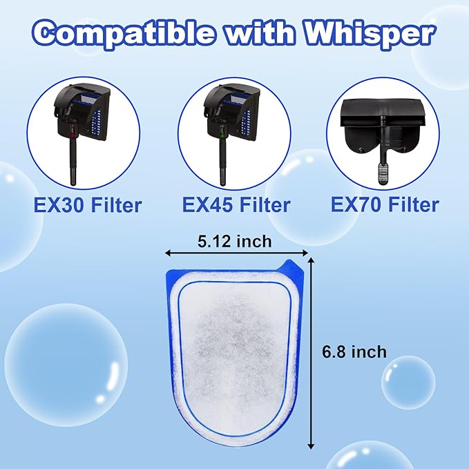 16 Pack Carbon Filter Cartridges Compatible with Tetra Whisper EX30/EX45/EX70 Filters, Replacement Filter Cartridges