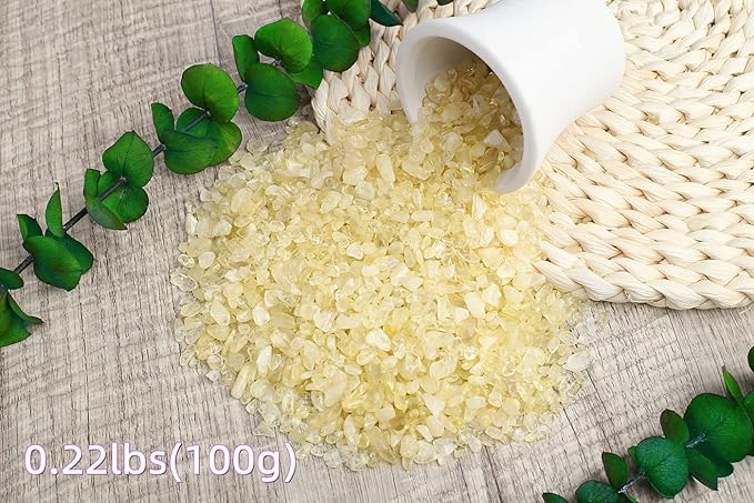 ZHIYUXI Citrine Crystal Chips Fish Tank Gravel Vase Filler Stones Bulk Crushed Crystals Gemstone Polished Natural Quartz Stone Healing Crystals Glass Stones Fish Rocks