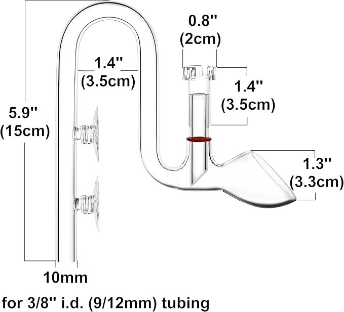 Mini Skimmer Lily Pipe Outflow and Inflow Kit for Nano Planted Tanks (10mm for 3/8'' i.d. (9/12mm) tubing)