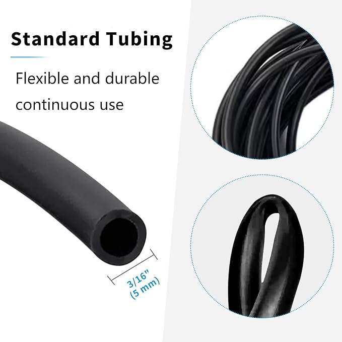 Premium 25FT 3/16inch Air Hose for Aquarium with Connector,Check Valve, Control Valve Accessories (Black, 25 ft.)