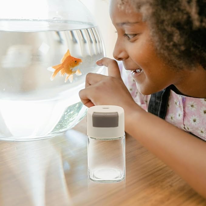 HOMSFOU Aquarium Fish Feeding Bottle Fish Feeder Glass Food Dispenser with Moisture-Proof Storage Betta Turtle Feeding