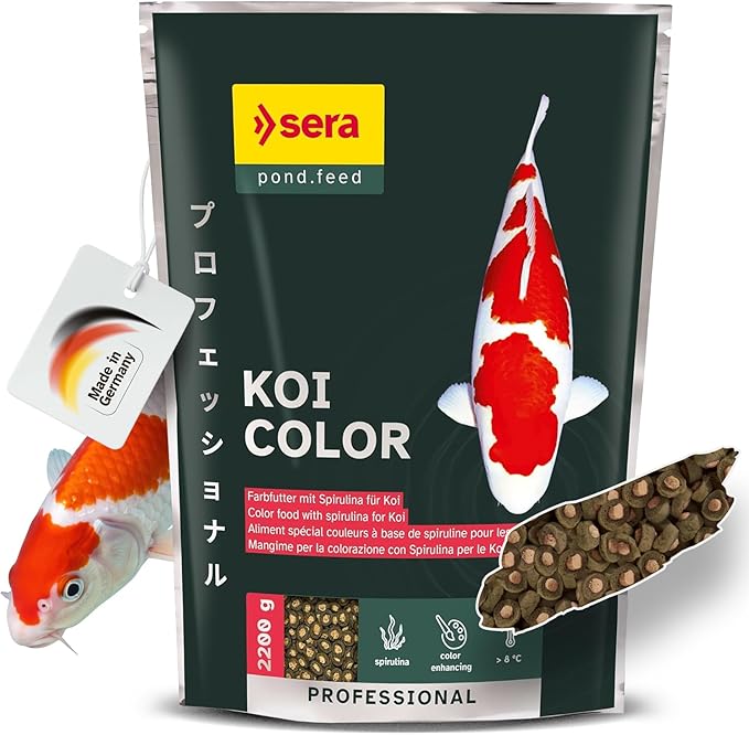 Sera Koi Professional Color 4.86 lb (2,200 g) | Colour Enhancing | Easily digestible koi Fish Food for Ponds | Premium Floating pellets with Omega acids | Fish Food for Ponds