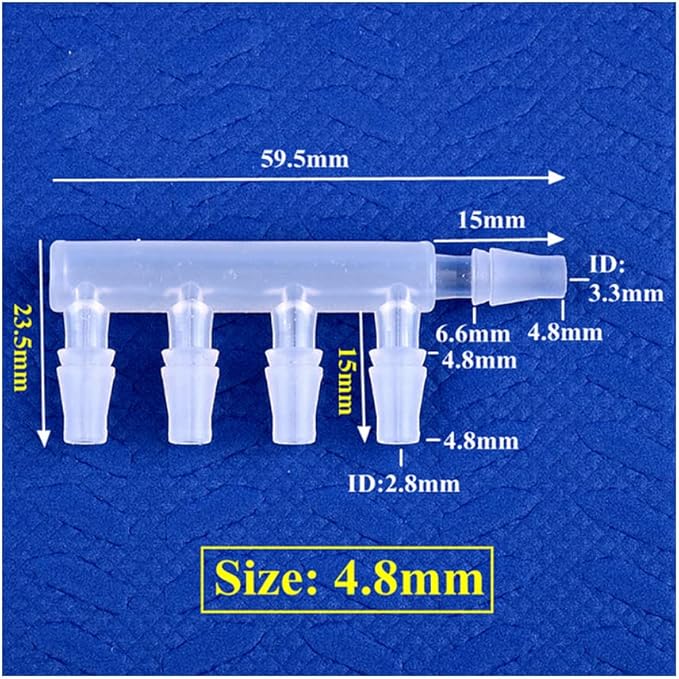 5pcs PP Equal Dia 5-Ways Connector Aquarium Tank Air Pump Hose Joint Garden Irrigation System Pipe Pagoda Joints,4.8mm