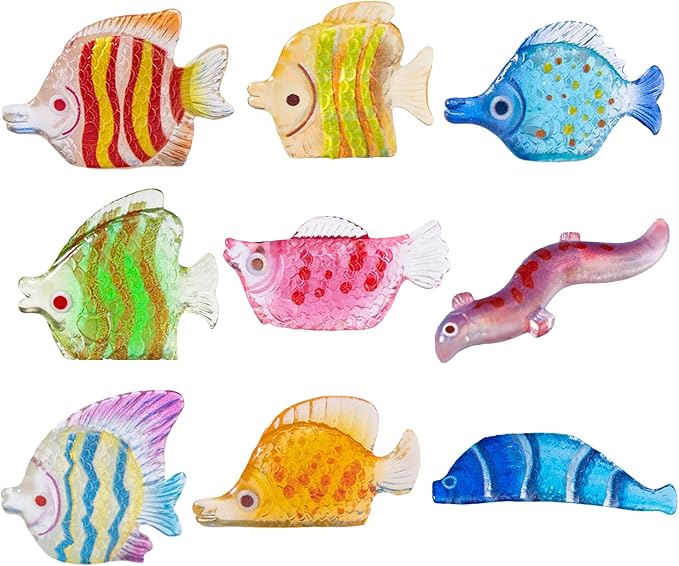 9 Pcs Miniature Flat Fish Aquarium Decor - Vibrant Handmade Underwater Simulation Models for Fish Tank Landscape, Creative Ocean Theme Ornaments, DIY Marine World Hanging Accessories & Desktop Display