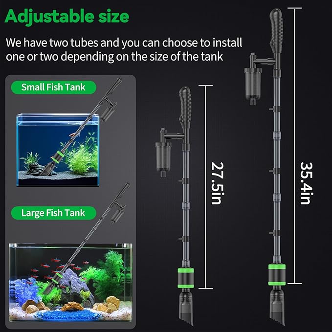 32W Electric Aquarium Vacuum Gravel Cleaner - Strong Suction, Automatic Water Change, Algae Remover, Sand Wash, Water Shower, Water Circulation & Timed Off (32W)