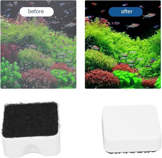 Zerodis Aquarium Scraper, Aquarium Magnetic Brush Scratch Mini Fish Glass Cleaner for Removal Floating Clean Brush Glass Cleaner Scrubber (S)