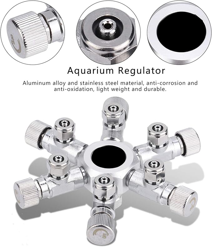 KIMISS Multi Ways Distributor Aquarium Regulator CO2 Splitter Valve Fish Multi Ways Distributor (6 Passes)
