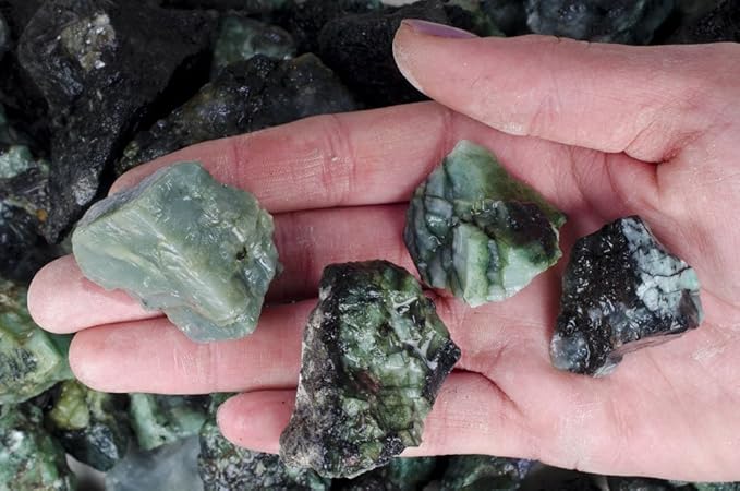 Fantasia Materials: 1 lb of Emerald Rough Stones from Brazil - Grade 1