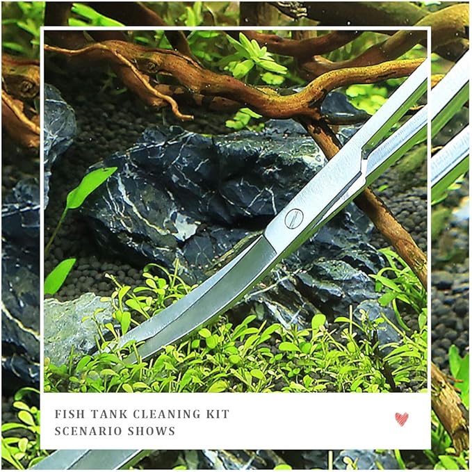 Humutan berglink 3 in 1 Stainless Steel Aquarium Tank Tweezers Scissors Spatula Tool Set for Fish Tank Aquatic Plants Triming