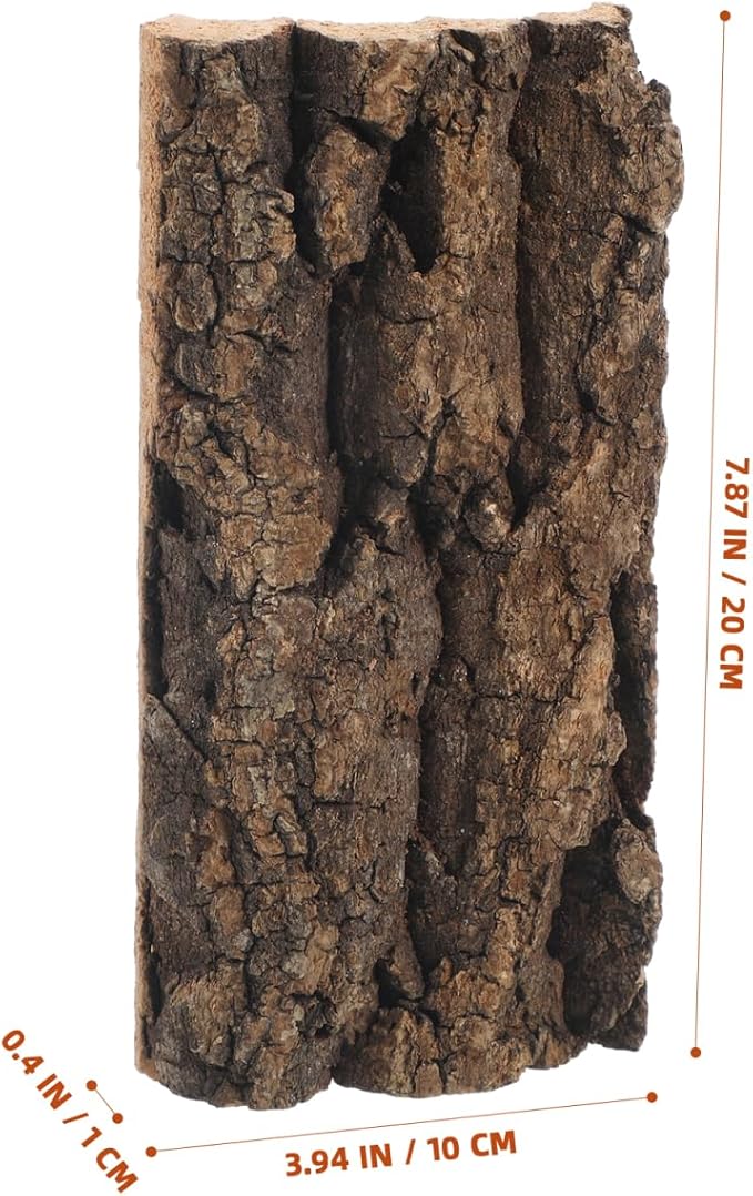 POPETPOP 3 Pcs Natural Bark Aquarium Decor 7.87X4.13X0.59In Reptile Tank Background for Terrarium Gecko Tortoise Snake Habitat Wall Ornament