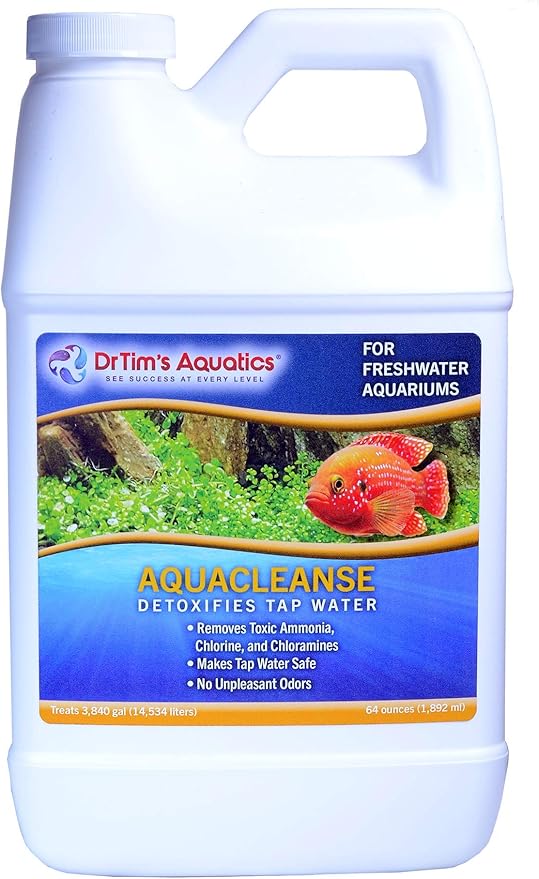 DrTim’s Aquatics AquaCleanse for Freshwater Aquariums – 64 oz – Tap Water Conditioner – Prepares Water for Fish Tanks, Supports Visual Clarity & Stable, Balanced Parameters