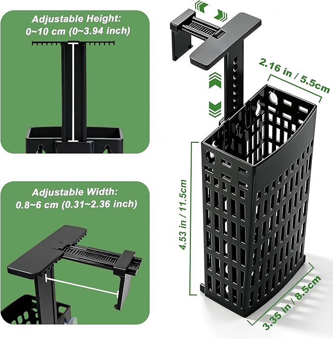 2 Pack Upgraded Adjustable Aquarium Plant Holder, Top Hanging Design Fish Tank Plant Holder, Adjustable Width Height, Fits Tank Edges up to 2.3 in, for Aquaponic Plants and Aquascape Decoration, Black