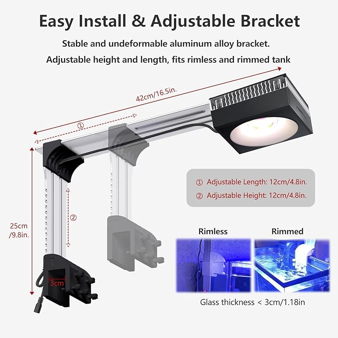 4PCS PopBloom RL90 Led Aquarium Fish Tank LED Planted Light Freshwater Aquarium Lamp for 96" 240CM Fish Tank Light with Smart APP Control