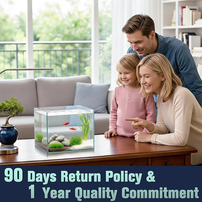 LAQUAL 1 Gallon Fish Tank Starter Kit with Fish Net, 1 Water Changer Siphons & 2 Cleaning Cloth, Crystal Clear Glass Fish Tank, Small Fish Tank/Aquarium for Betta & Goldfish, Nice Home Décor