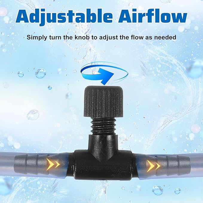 20 Pcs Aquarium Air Control Valves for 3/16" ID Airline Tubing Single Way Single Way Plastic Air Flow Control Regulator Aquarium Regulators Black Hose Connectors Airs Pump Accessories for Fish Tanks